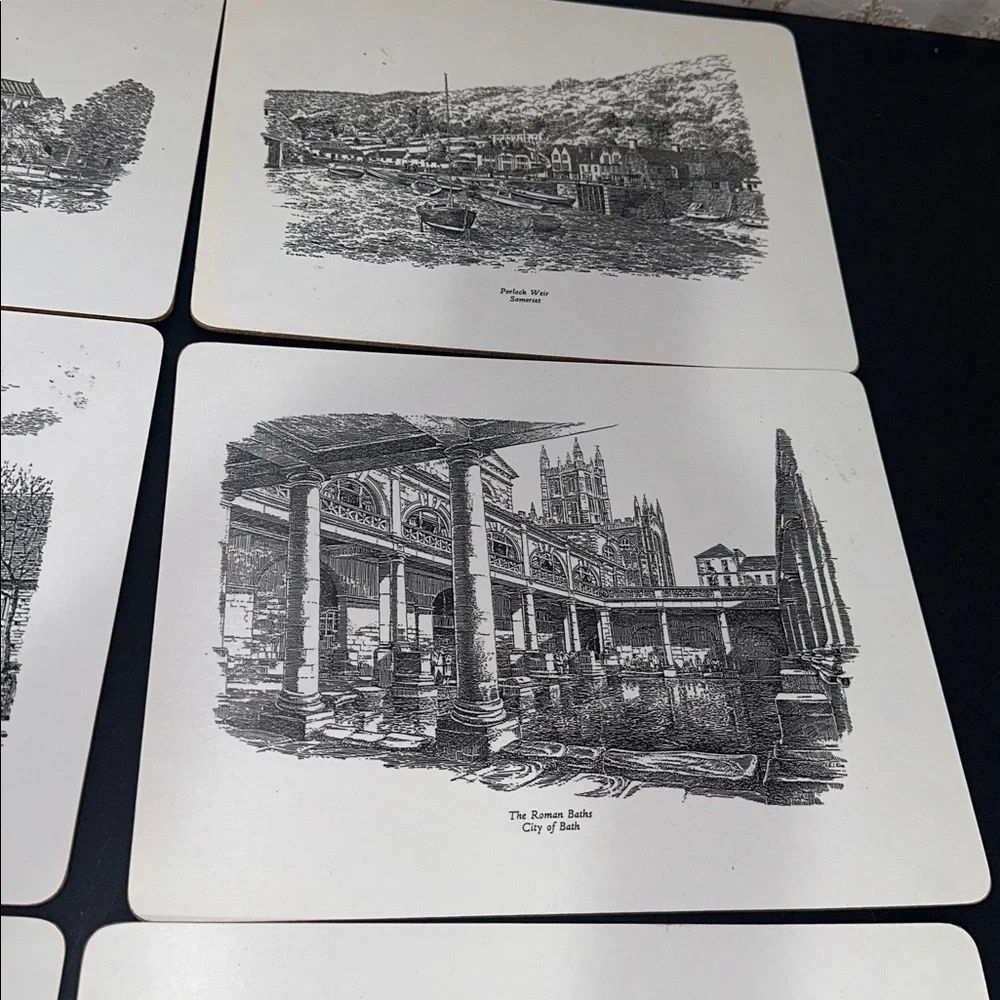 England vintage historic melamine cork placemats set of 6